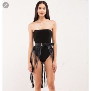 Black fringe belt